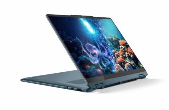 Black Friday €769 Lenovo Yoga 7 2-in-1 14AKP10 (83JR0005FR) OLED touchscreen 8h, AI multimedia laptop PC Tablet Blue thin light AMD Ryzen AI 7 Krackan Wi-Fi 7